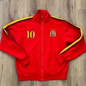 Espana Small Gold Football Spain National Futbol Soccer Team Full Zip Sweater